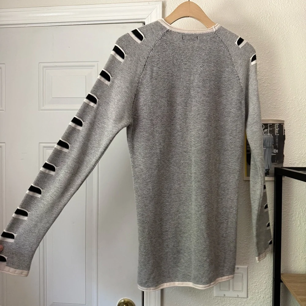 SPAZIO grey‎ slim fit crew neck long sleeve pullover sweater